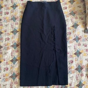 Zara black midi skirt with laced slit
